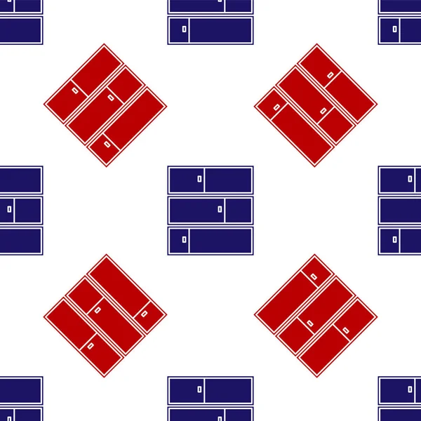 Mavi ve kırmızı Shelf simgesi beyaz arkaplanda izole edilmiş kusursuz desen. Raflar işaretli. Vektör İllüstrasyonu