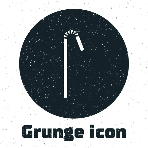 Grunge Drinking Plastic Straw Icon Isolated White Background Vector Illustration — Stock Vector