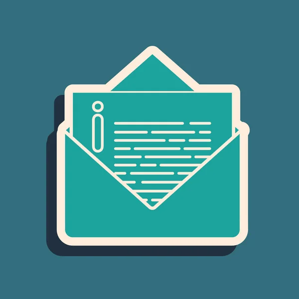 Mavi Arka Planda Yalıtılmış Yeşil Zarf Simgesi Posta Ileti Mektubu — Stok Vektör