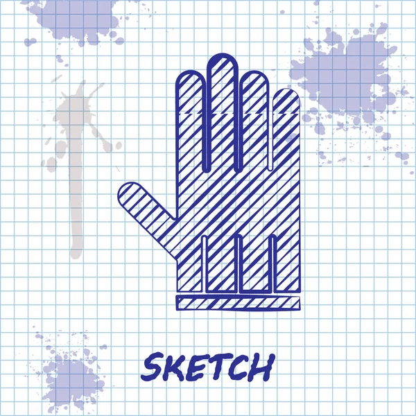 スケッチライン白い背景に隔離された革の手袋アイコン ベクターイラスト — ストックベクタ