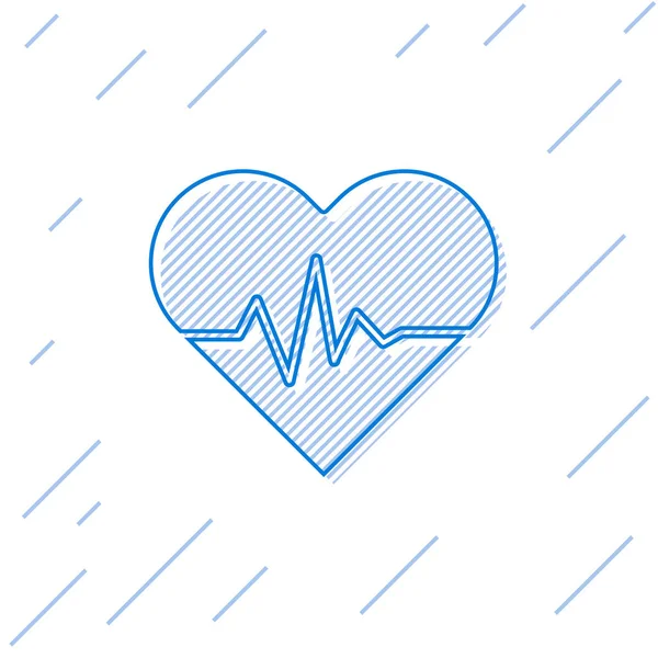 Blue Line Heart Rate Icon Isolated White Background Heartbeat Sign — 스톡 벡터