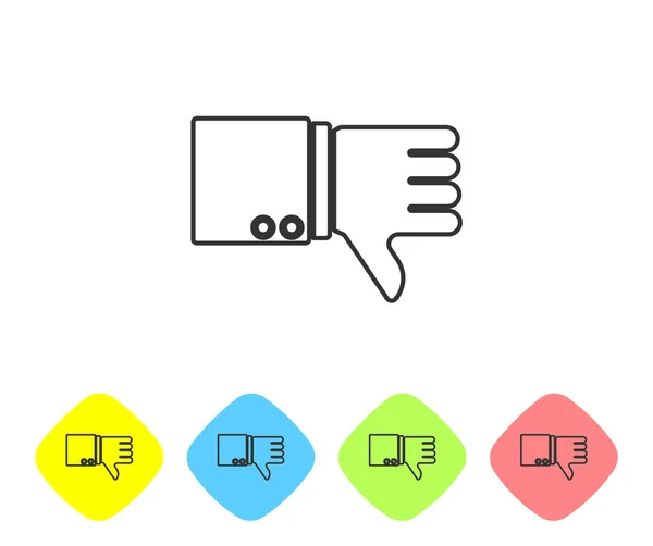 Grey Line Dislike Icon Isolated White Background Set Icons Color — 스톡 벡터