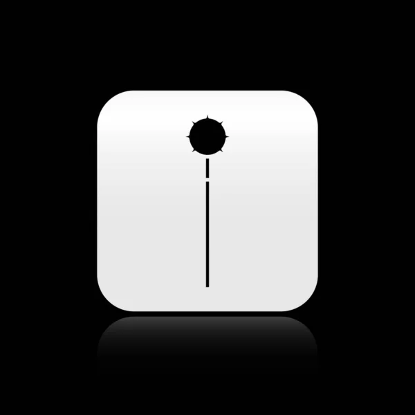Icône Balle Masse Enchaînée Médiévale Noire Isolée Sur Fond Noir — Image vectorielle