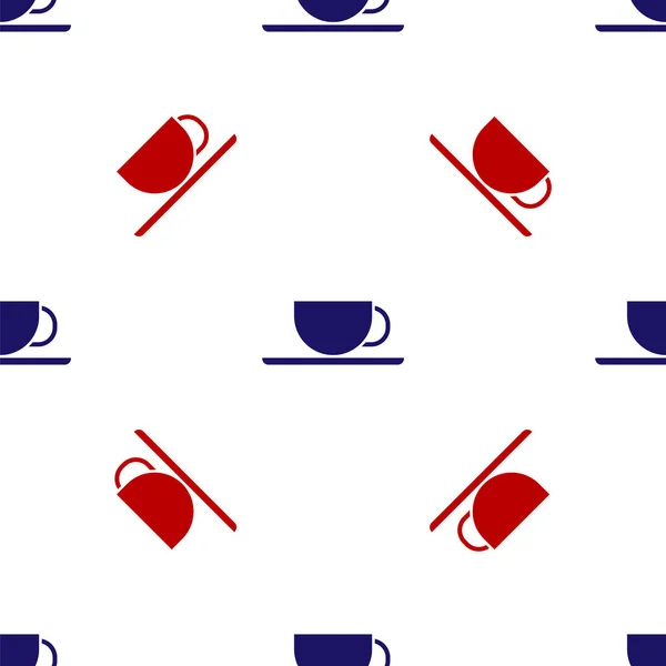 Синий Красный Coffee Кубок Иконка Изолирована Безseamless Узор Белом Фоне — стоковый вектор