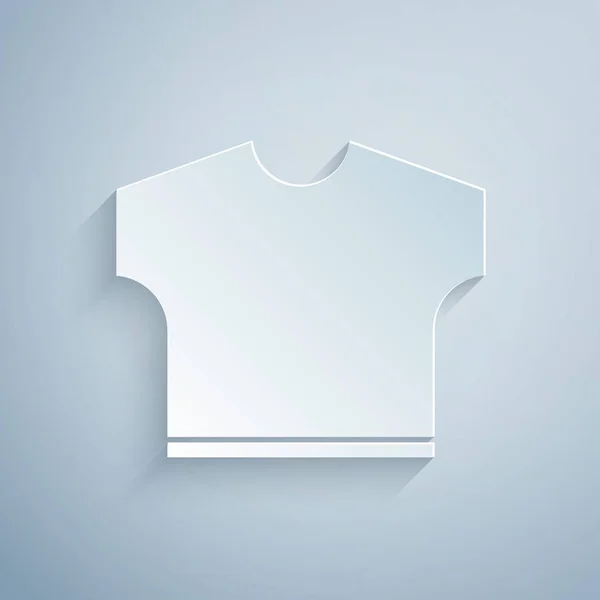 Paper Cut Shirt Icon Isolated Grey Background Paper Art Style — Stock Vector