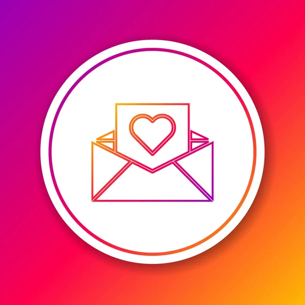 Color Line Envelope Valentine Heart Icon Isolated Color Background Message — 스톡 벡터