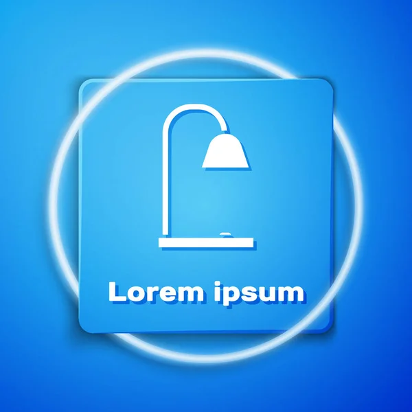 White Table Lamp Icon Isolated Blue Background Blue Square Button — Stock Vector