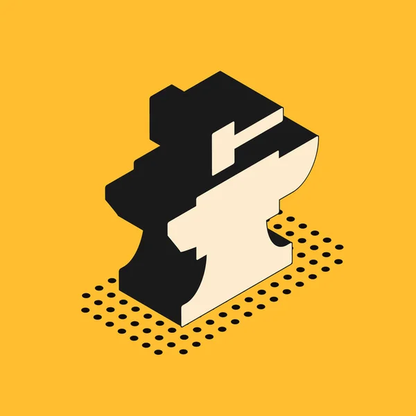 Isometric Anvil Blacksmithing Hammer Icon Isolated Yellow Background Metal Forging — 스톡 벡터