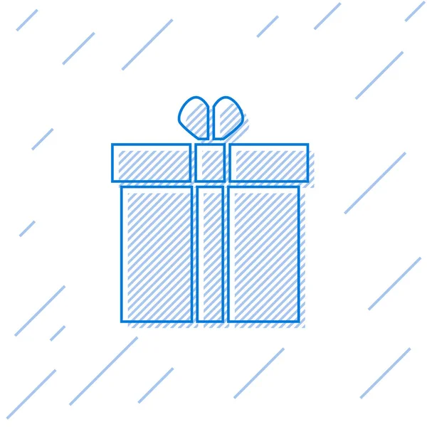 Blue Line Gift Box Heart Icon Isolated White Background Valentines — 스톡 벡터
