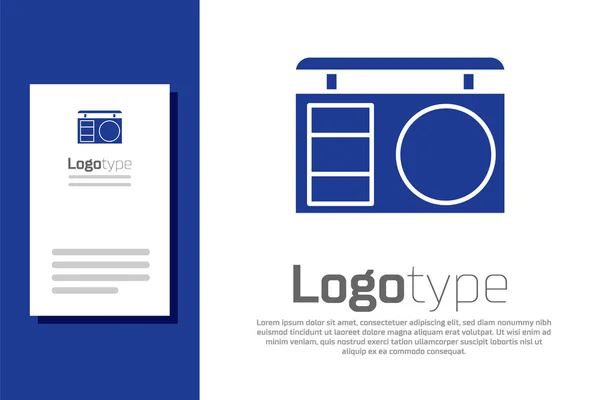 Blauw Oogschaduw Palet Met Penseel Pictogram Geïsoleerd Witte Achtergrond Logo — Stockvector