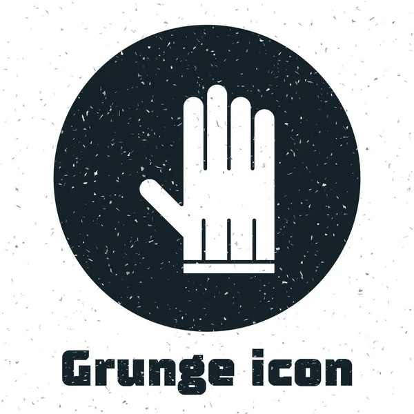 Grunge Leather Glove Icon Isolated White Background Vector Illustration — Stock Vector