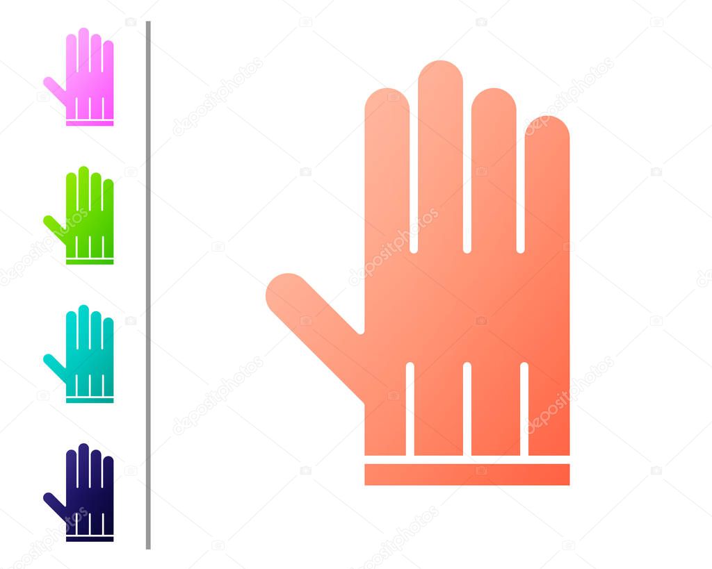 Coral Leather glove icon isolated on white background. Set color icons. Vector Illustration