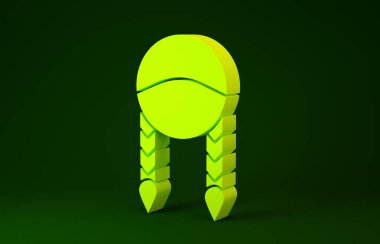 Yellow Braid icon isolated on green background. Minimalism concept. 3d illustration 3D render