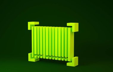 Yeşil arkaplanda sarı barkod simgesi izole edildi. Minimalizm kavramı. 3d illüstrasyon 3B canlandırma