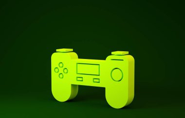 Yellow Gamepad icon isolated on green background. Game controller. Minimalism concept. 3d illustration 3D render