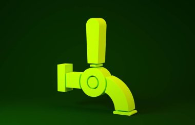 Yeşil arkaplanda sarı bira ikonu izole edildi. Minimalizm kavramı. 3d illüstrasyon 3d canlandırma