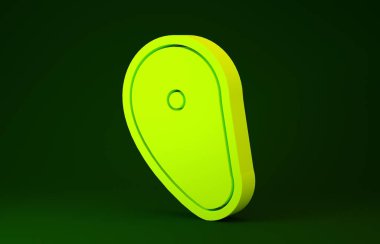 Yellow Steak meat icon isolated on green background. Minimalism concept. 3d illustration 3D render