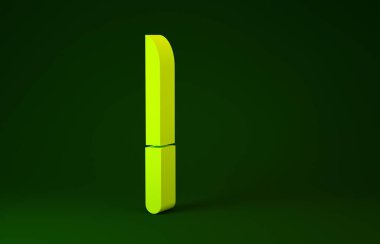 Sarı Bıçak simgesi yeşil arkaplanda izole edildi. Çatal bıçak sembolü. Minimalizm kavramı. 3d illüstrasyon 3B canlandırma