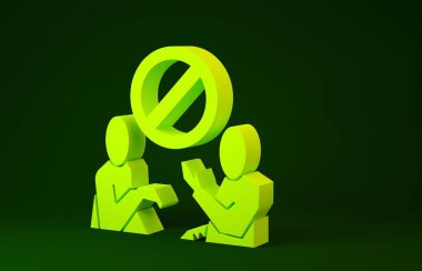 Sarı Durak plastik kirlilik simgesi yeşil arkaplanda izole edildi. Ekolojik poster. Minimalizm kavramı. 3d illüstrasyon 3d canlandırma