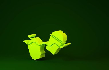 Yeşil arka planda izole edilmiş okyanus ikonu kirliliği sorunu. Çöpler, plastikler, denizdeki poşetler. Minimalizm kavramı. 3d illüstrasyon 3d canlandırma