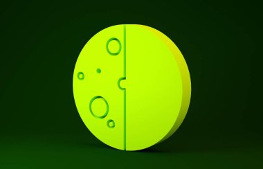 Güneş tutulmasının sarı tutulması yeşil arkaplanda izole edilmiş. Tam sonar tutulması. Minimalizm kavramı. 3d illüstrasyon 3B canlandırma