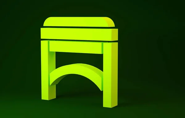 Icono de silla amarilla aislado sobre fondo verde. Concepto minimalista. 3D ilustración 3D render —  Fotos de Stock