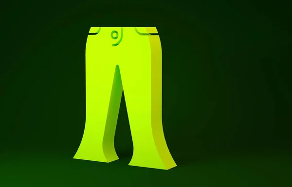 Icono de pantalones amarillos aislado sobre fondo verde. Concepto minimalista. 3D ilustración 3D render —  Fotos de Stock
