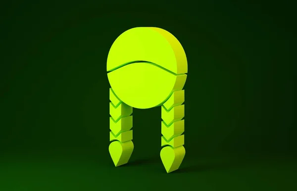 Icono de trenza amarilla aislado sobre fondo verde. Concepto minimalista. 3D ilustración 3D render —  Fotos de Stock