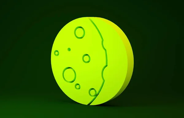 Желтое затмение значка солнца, выделенного на зеленом фоне. Полное гидролокационное затмение. Концепция минимализма. 3D-рендеринг — стоковое фото