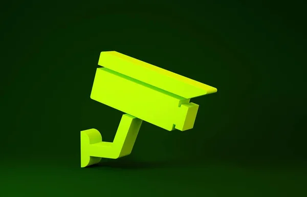 Geel beveiligingscamera pictogram geïsoleerd op groene achtergrond. Minimalisme concept. 3d illustratie 3D renderen — Stockfoto