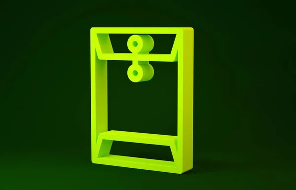 Icône d'enveloppe jaune isolée sur fond vert. Message électronique symbole de lettre. Concept de minimalisme. Illustration 3D rendu 3D — Photo