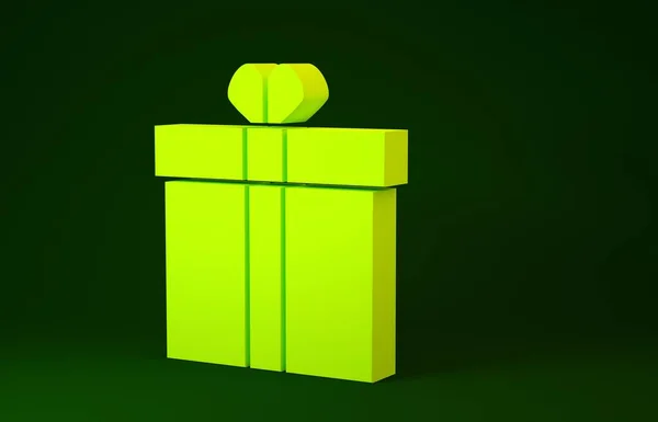 Жовтий ящик з іконою серця ізольований на зеленому фоні. Валентинів день. Концепція мінімалізму. 3d Illustrated 3d render — стокове фото