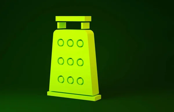 Ікона Жовтого Гратера ізольована на зеленому тлі. Символ кухні. Куховарство. Знак консерви. Концепція мінімалізму. 3D-рендеринг — стокове фото