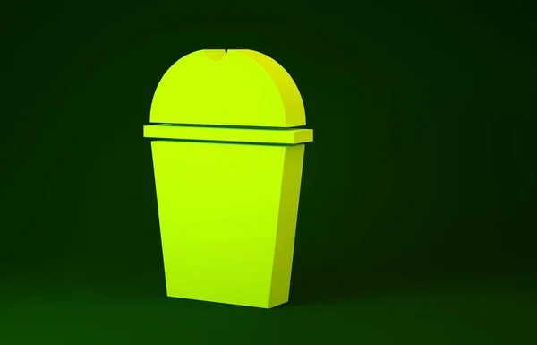 Yellow Paper glass and water icon isolated on green background. Soda drink glass. Fresh cold beverage symbol. Minimalism concept. 3d illustration 3D render — 스톡 사진