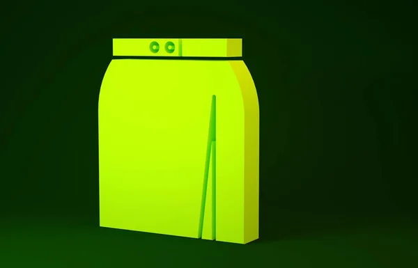 Ícone Saia amarelo isolado no fundo verde. Conceito de minimalismo. 3D ilustração 3D render — Fotografia de Stock