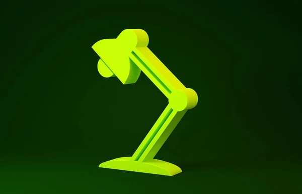 Gul bordslampa ikon isolerad på grön bakgrund. Bordslampa. Minimalistiskt koncept. 3D-illustration 3D-återgivning — Stockfoto