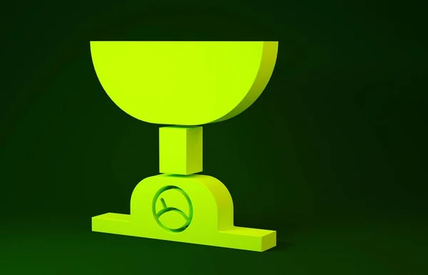 Icona delle bilance elettroniche gialle isolata su sfondo verde. Apparecchiature di misura del peso. Concetto minimalista. Illustrazione 3d rendering 3D — Foto Stock