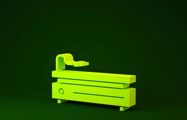 Sárga Videó játék konzol ikon elszigetelt zöld háttér. Minimalizmus koncepció. 3d illusztráció 3d render — Stock Fotó