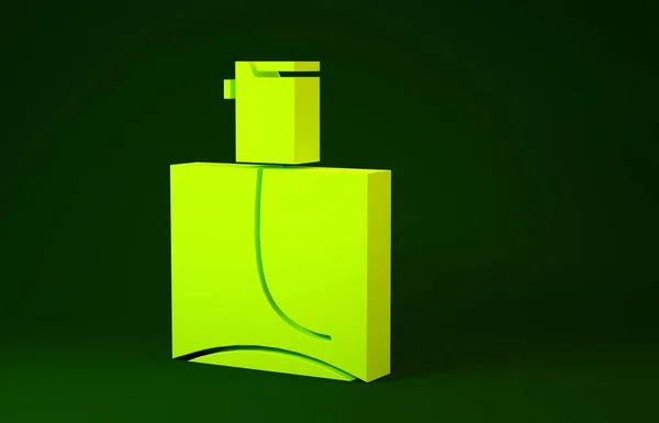 Gele parfum icoon geïsoleerd op groene achtergrond. Minimalisme concept. 3d illustratie 3D renderen — Stockfoto