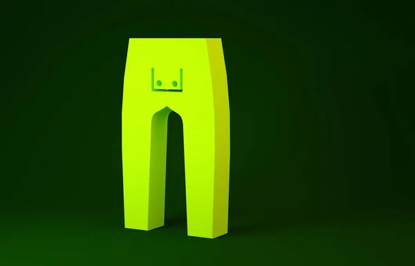 Icono de pantalones amarillos aislado sobre fondo verde. Concepto minimalista. 3D ilustración 3D render — Foto de Stock