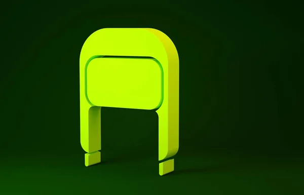 Sombrero amarillo de invierno con orejeras icono aislado sobre fondo verde. Concepto minimalista. 3D ilustración 3D render —  Fotos de Stock
