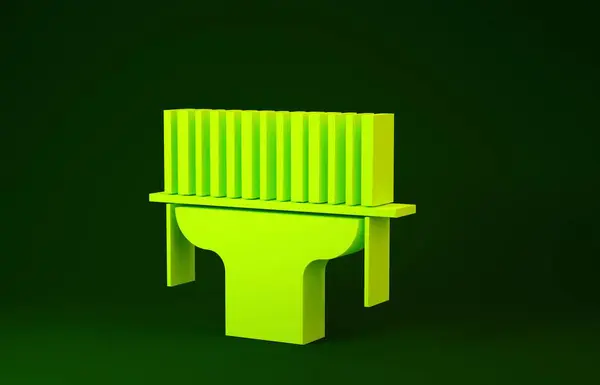 Yellow Scanner scanning bar code icon isolated on green background. Barcode label sticker. Identification for delivery with bars. Minimalism concept. 3d illustration 3D render — Stok fotoğraf