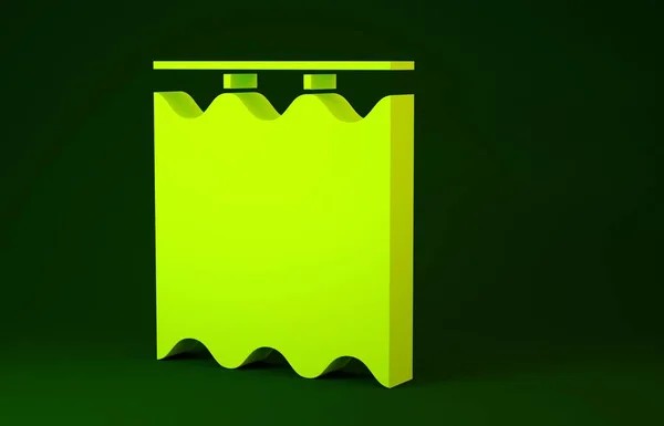 Yellow Curtains icon isolated on green background. Minimalism concept. 3d illustration 3D render — Stockfoto