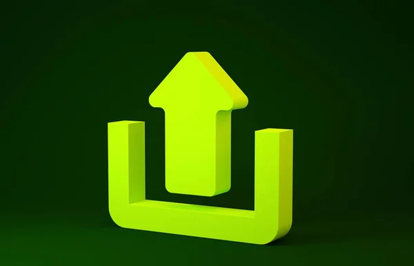 Icono de carga amarilla aislado sobre fondo verde. Flecha arriba. Concepto minimalista. 3D ilustración 3D render —  Fotos de Stock