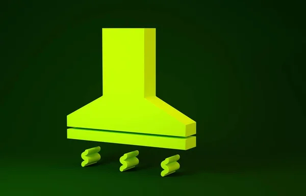 Icono del ventilador extractor de cocina amarillo aislado sobre fondo verde. Capota para cocinar. Escape de la cocina. Aparato doméstico. Concepto minimalista. 3D ilustración 3D render —  Fotos de Stock