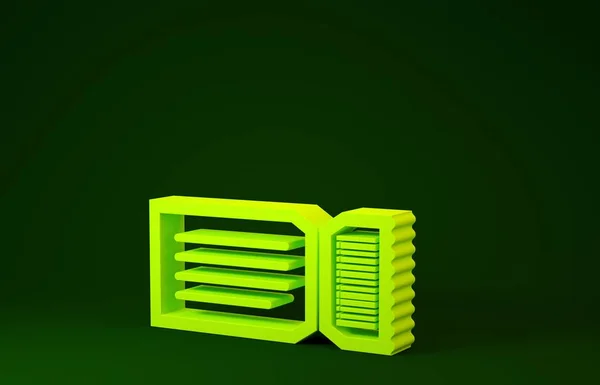 Icono del billete amarillo aislado sobre fondo verde. Concepto minimalista. 3D ilustración 3D render —  Fotos de Stock