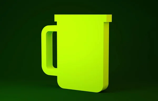 Copo de café amarelo ícone plano isolado no fundo verde. Uma chávena. Café quente. Conceito de minimalismo. 3D ilustração 3D render — Fotografia de Stock