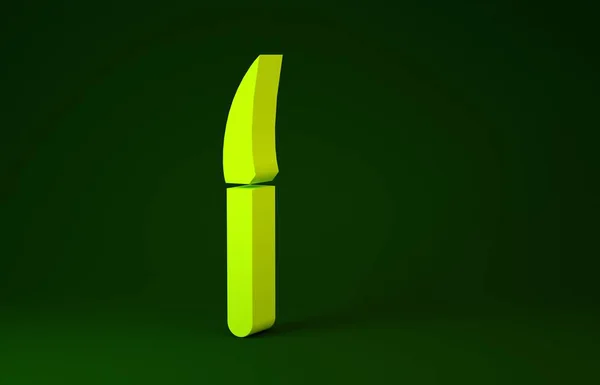 Gul kniv ikon isolerad på grön bakgrund. Bestick symbol. Minimalistiskt koncept. 3D-återgivning för 3D — Stockfoto