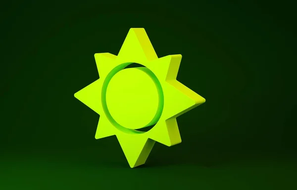 Ікона Жовтого Сонця ізольована на зеленому тлі. Концепція мінімалізму. 3d Illustrated 3d render — стокове фото