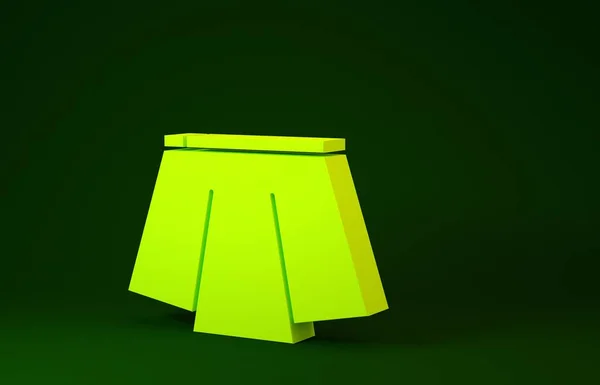 Κίτρινη φούστα εικονίδιο απομονώνονται σε πράσινο φόντο. Μινιμαλιστική έννοια. 3D απεικόνιση 3d καθιστούν — Φωτογραφία Αρχείου